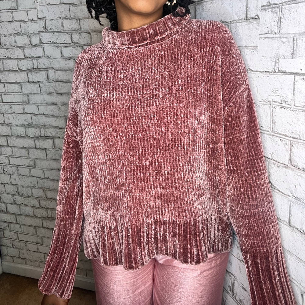 Cynthia Rowley Velvet Sweater in Dusty Rose